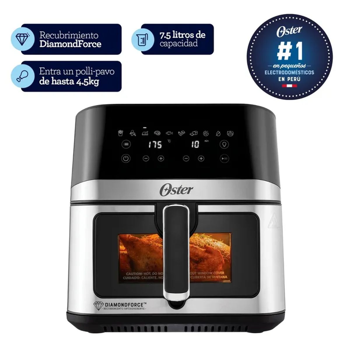 OSTER - Freidora de Aire Digital 7.5L Oster® CKSTAF75WDSSDF 053