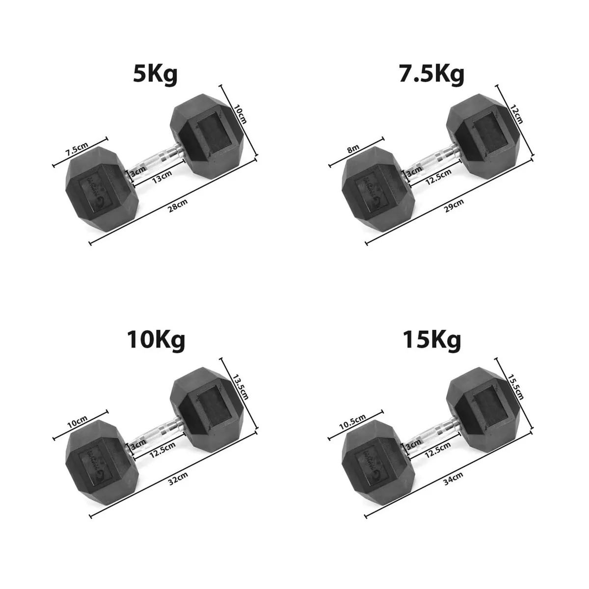ALPHA GYM - MANCUERNAS HEXAGONALES CAUCHO 7-5KG