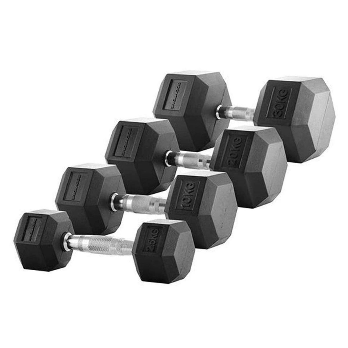 ALPHA GYM - MANCUERNAS HEXAGONALES CAUCHO 25KG