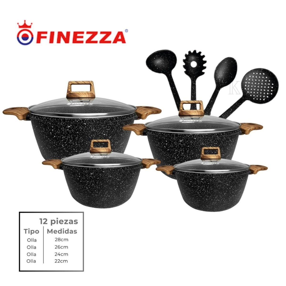 FINEZZA - JUEGO DE OLLAS ULTRAGRANITO 12 Pzas FINEZZA