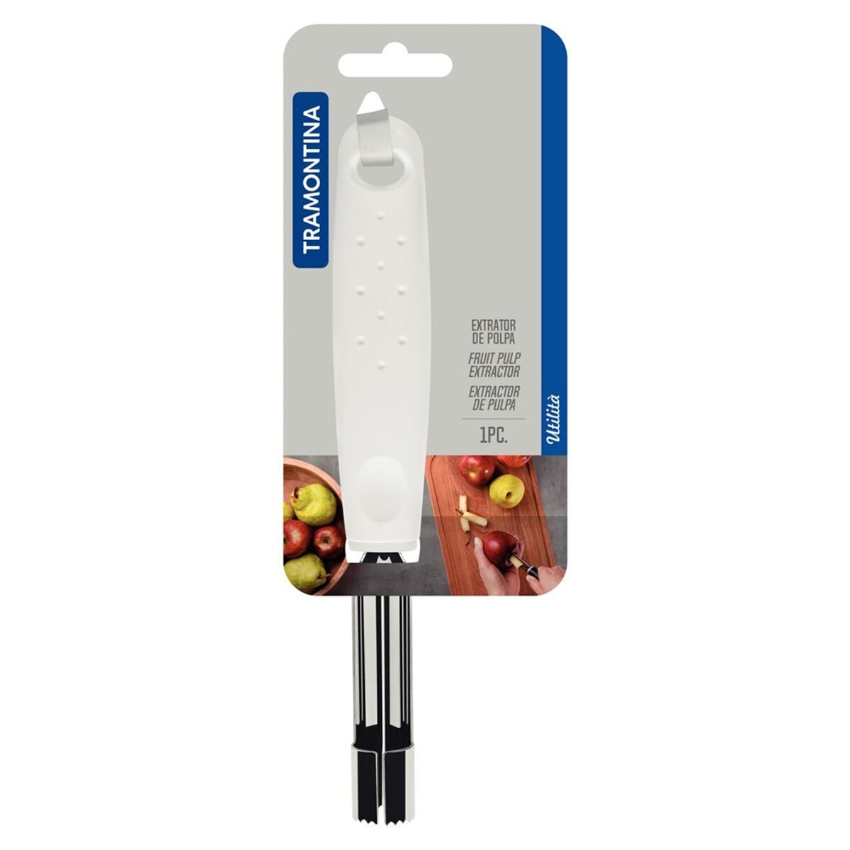 TRAMONTINA - EXTRACTOR DE PULPA MANUAL TRAMONTINA DE ACERO INOXIDABLE MANGO BLANCO