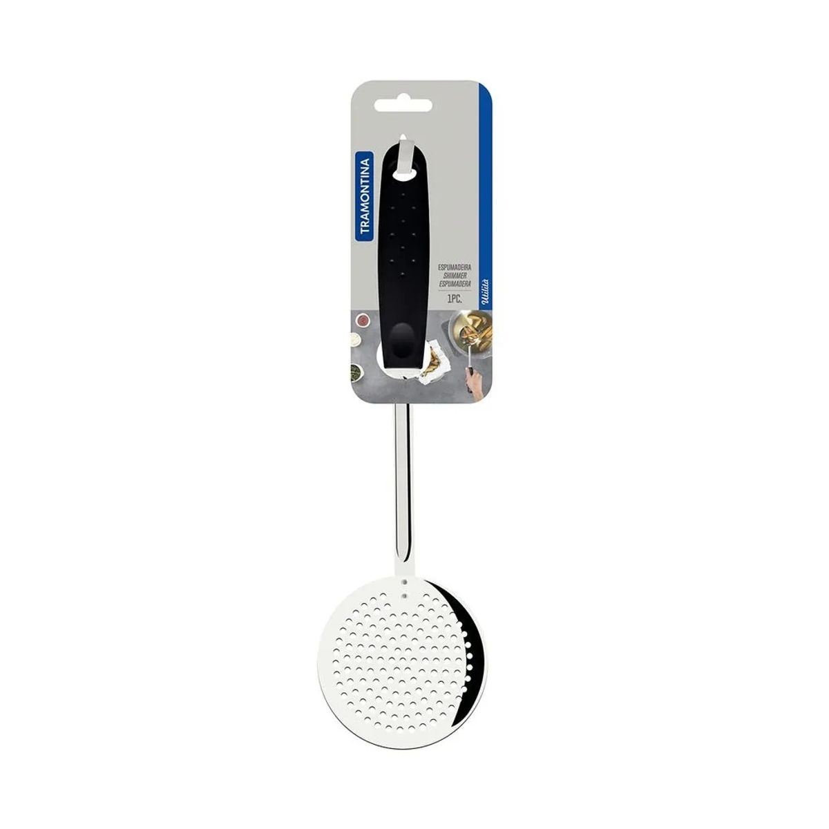 TRAMONTINA - ESPUMADERA TRAMONTINA DE ACERO INOXIDABLE Y POLIPROPILENO UTILITA