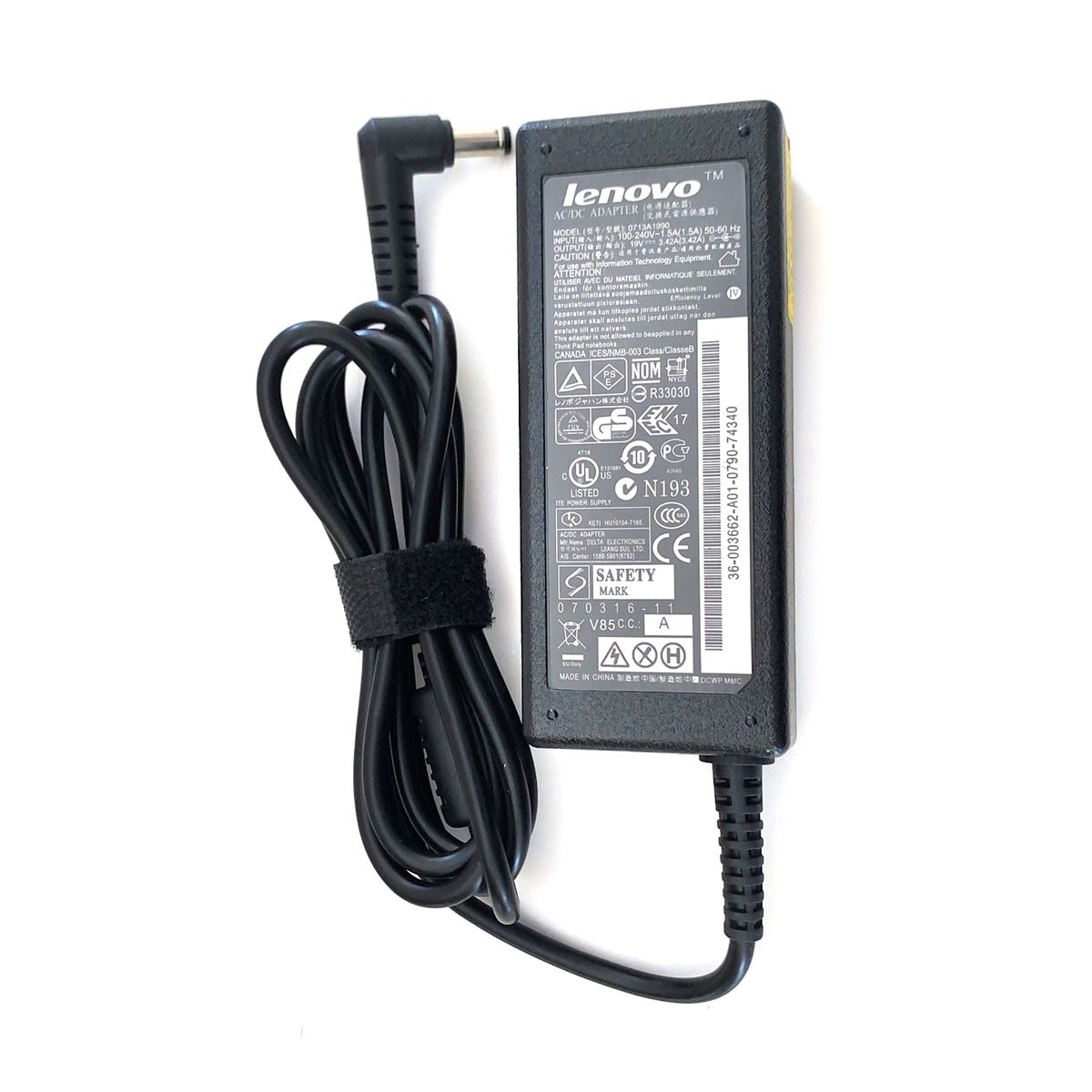LENOVO - CARGADOR LENOVO 65W 19V 342A PUNTA 55 X 25MM NEGRO PN 0713A1990