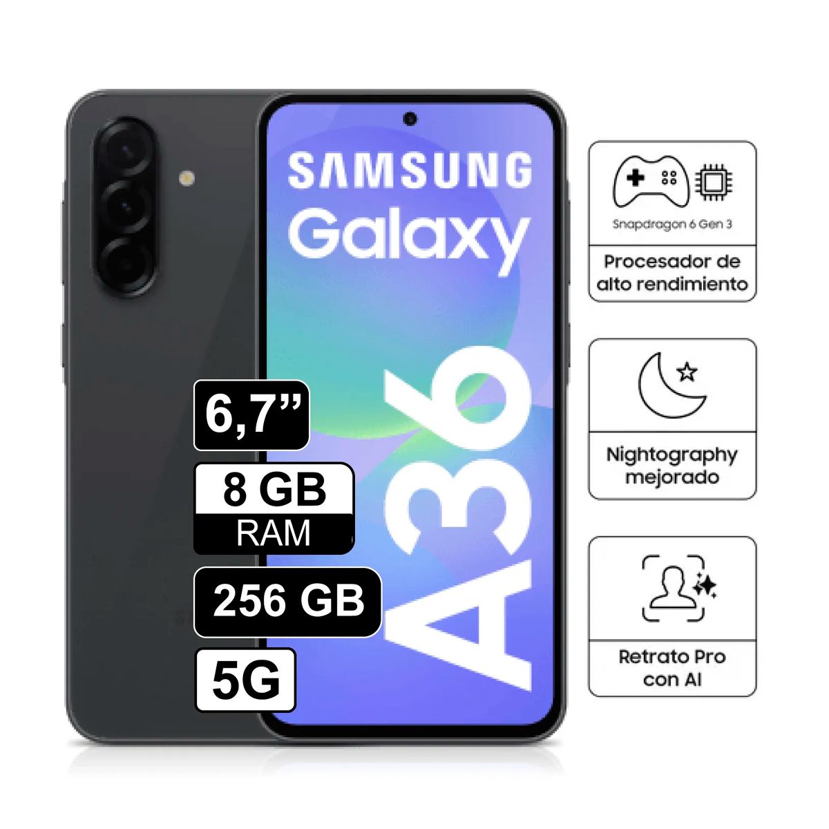 SAMSUNG - Celular Samsung Galaxy A36 5G 8GB RAM 256GB Negro