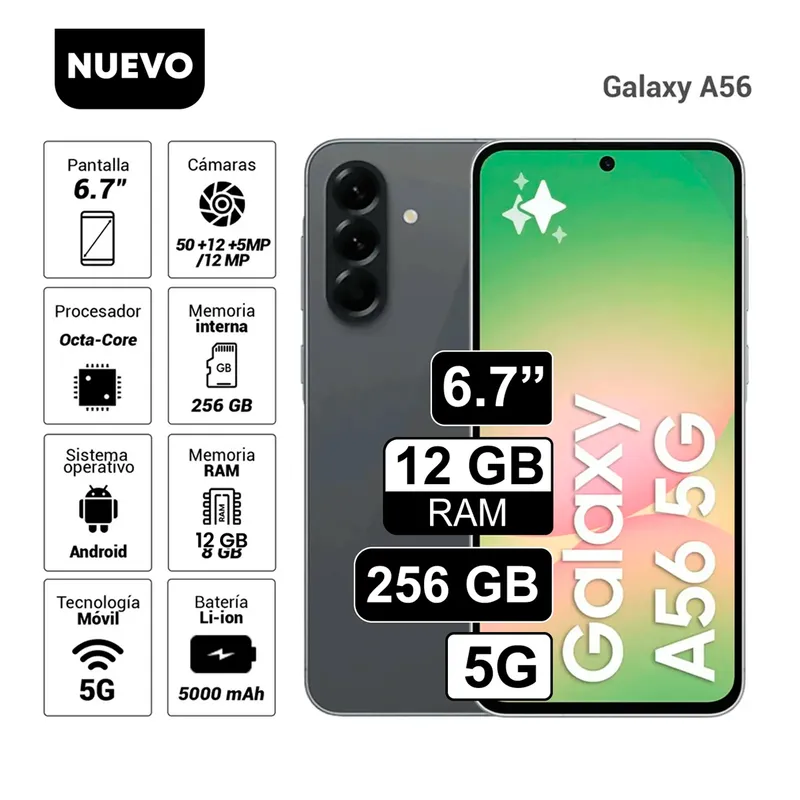 SAMSUNG - Celular Samsung Galaxy A56 5G 12GB RAM 256GB Negro