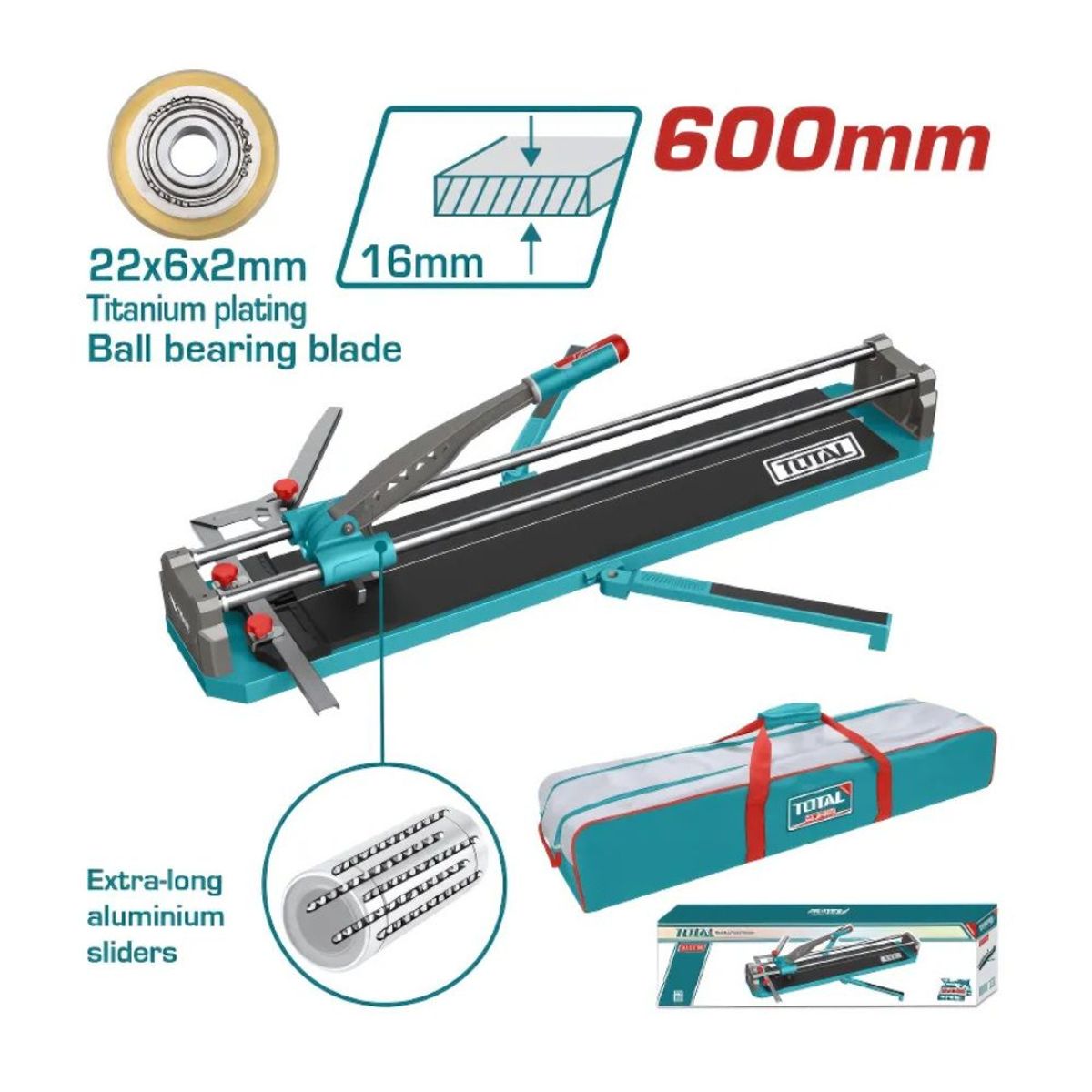 TOTAL TOOLS - CORTA MAYOLICA 24 60CM BASE 82X20CM HOJA 22X6X2MM - THT576003