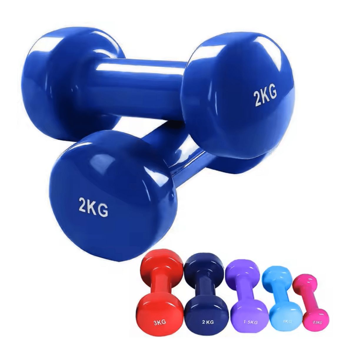 ALPHA GYM - MANCUERNAS PESAS DE VINIL 2KG - AZUL