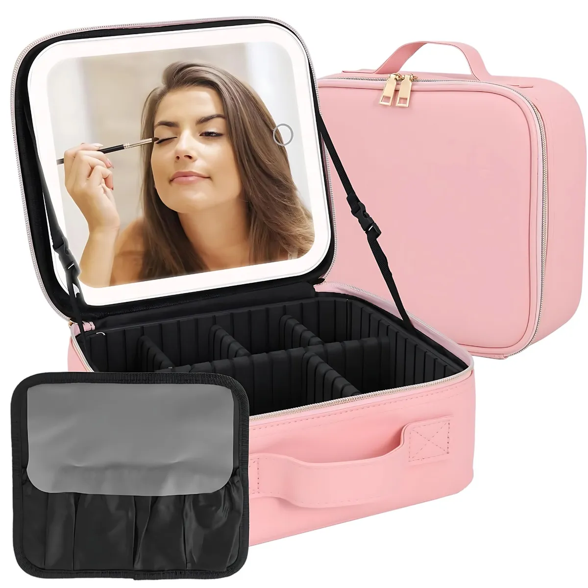 GENERICO - Estuche De Maquillaje Con Espejo Luz Led Cosmetiquera