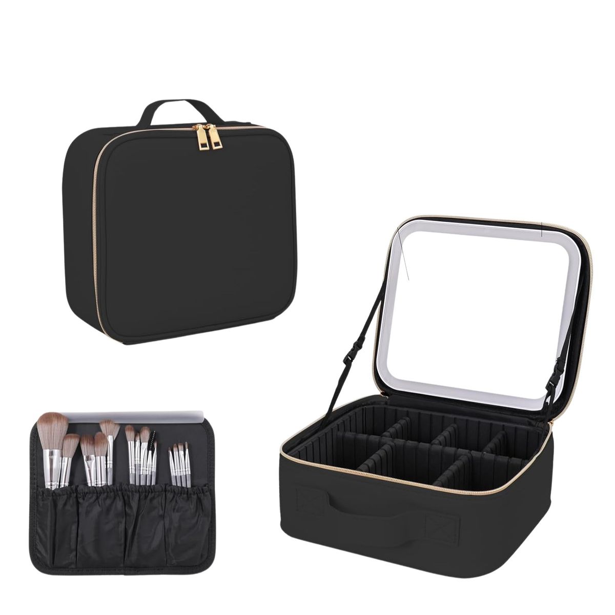 GENERICO - Estuche De Maquillaje Con Espejo Luz Led Cosmetiquera