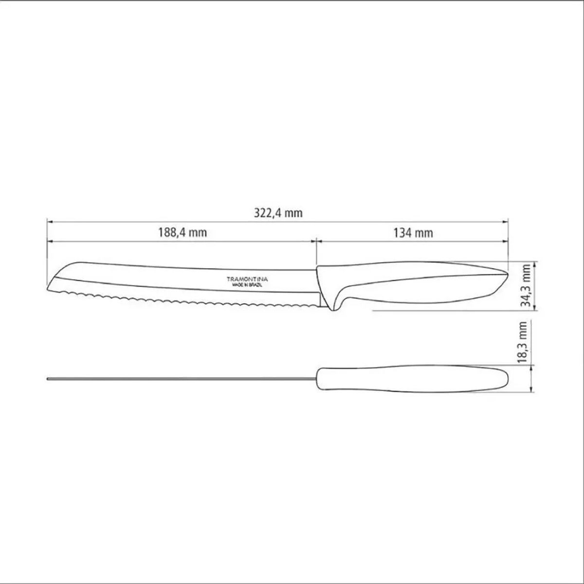 TRAMONTINA - CUCHILLO TRAMONTINA PARA PAN 8 PULGADAS ATHUS