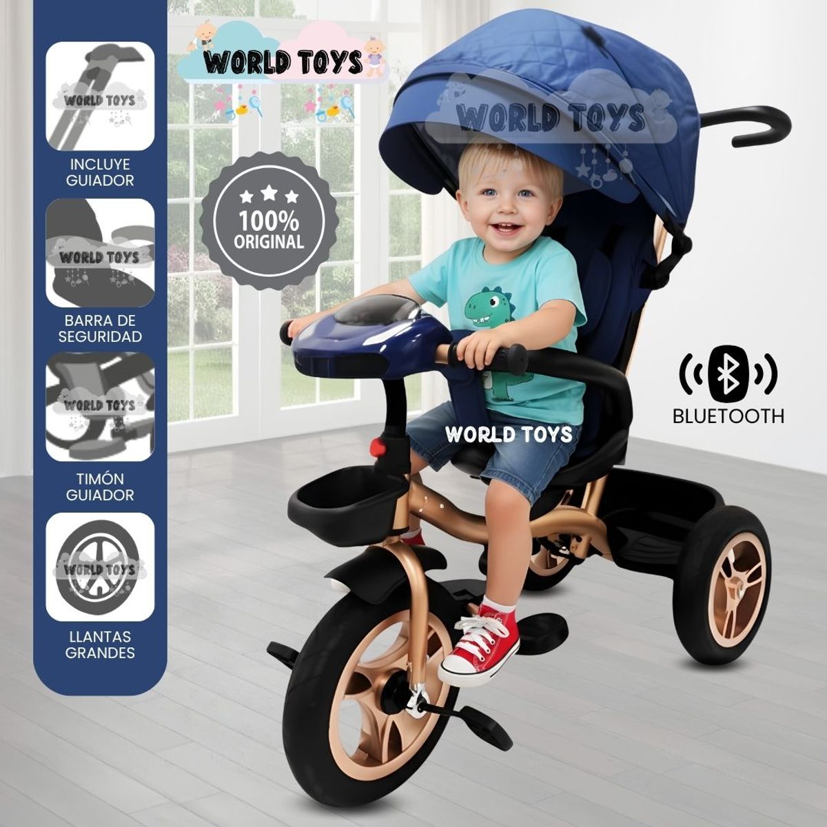 BEAUTIFUL - Triciclo Guiador Giratorio «GOLDEN SPEED» Blue