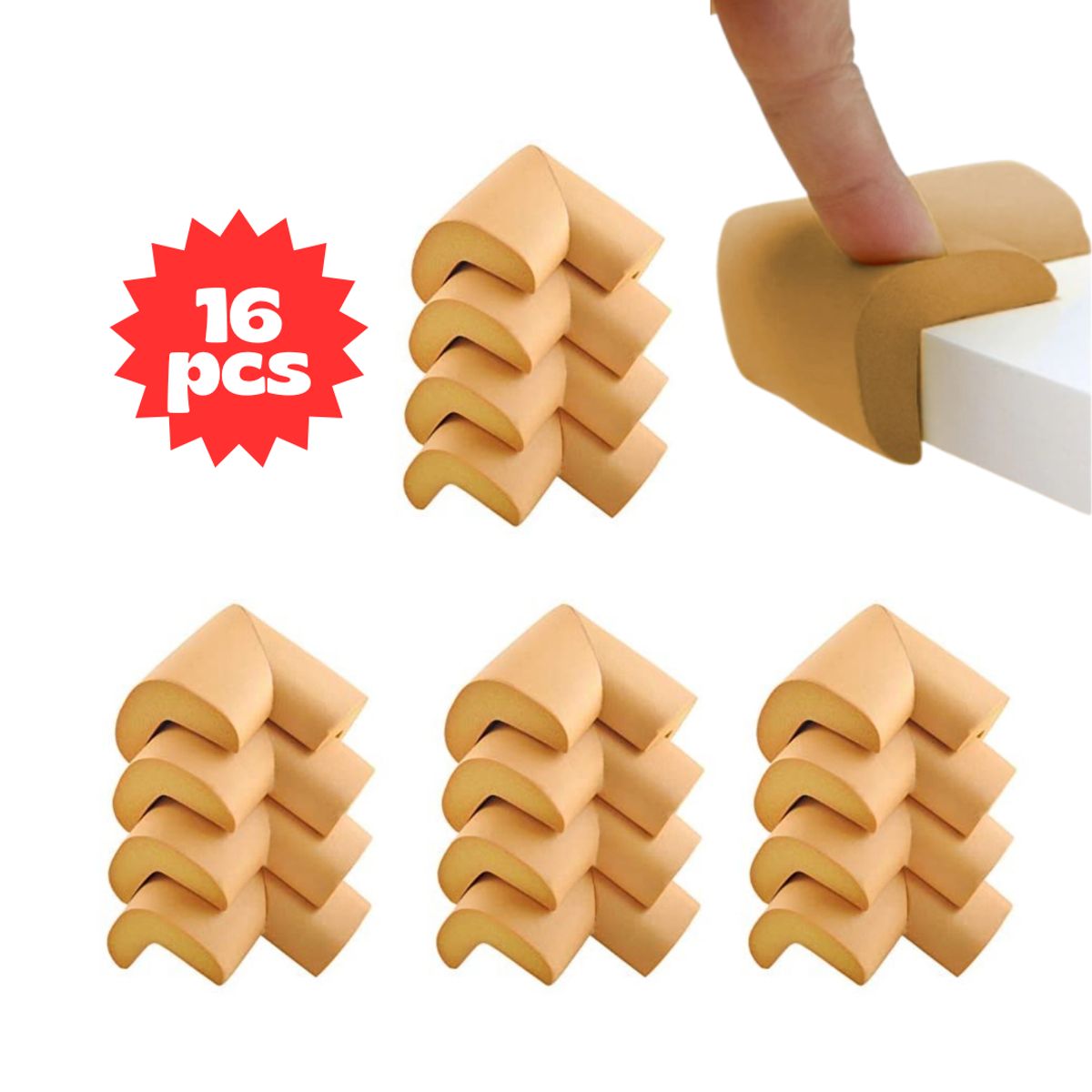 GENERICO - PROTECTOR DE ESQUINAS ANTIGOLPE PARA BEBE 16 PCS