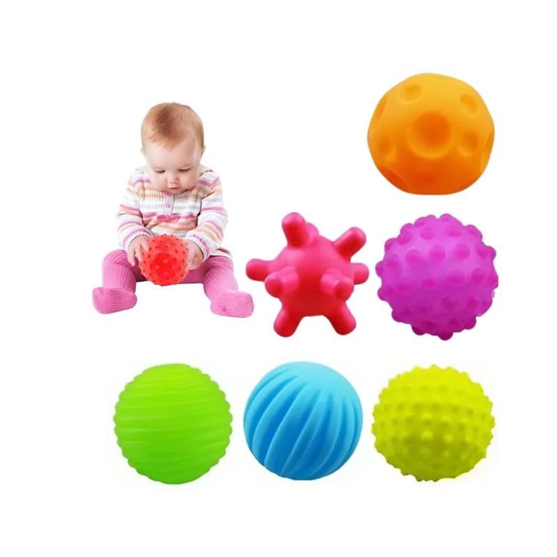 GENERICO - Pelotas Sensoriales Coloridas para Bebés x6