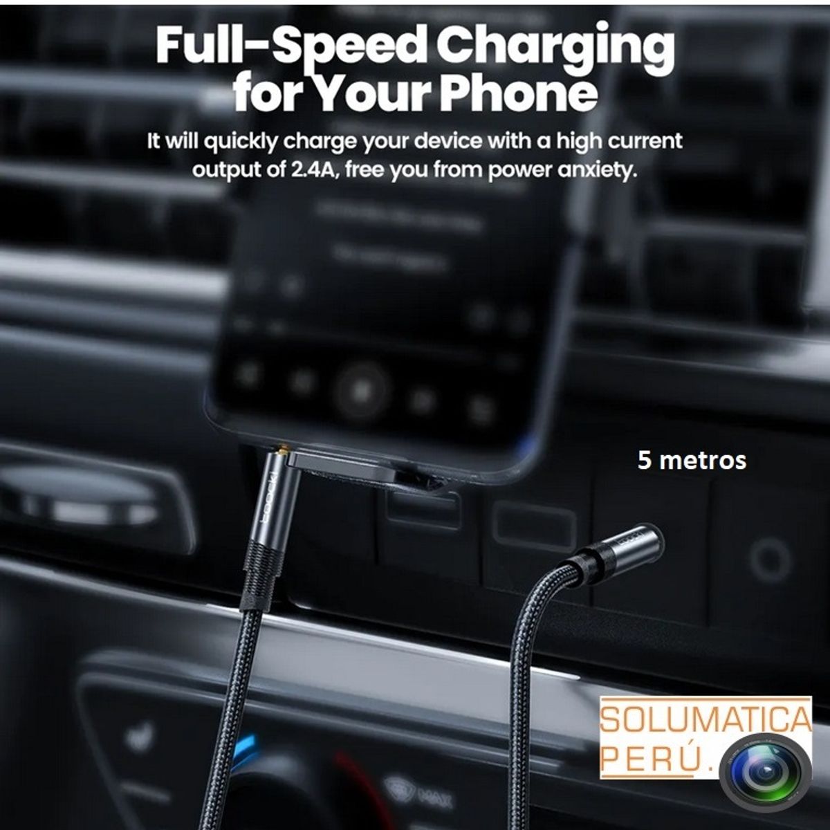 OEM - Cable Auxiliar De Audio - 3.5mm Hifi 5 Metros - Marca Toocki