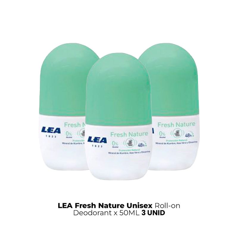 GENERICO - Lea Fresh Nature Unisexroll On Deodorant x50ml 3 Unid