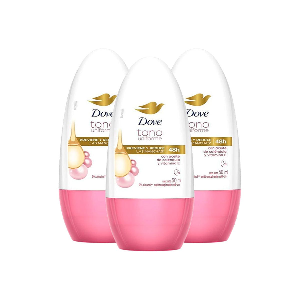 DOVE - Desodorante Antitranspirante Roll On Tono Uniforme 50ml Dove 3 Unid