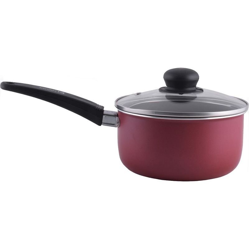 FACUSA - Cacerola Antiadherente Estela 16 cm Roja con Tapa de Vidrio- 75032050