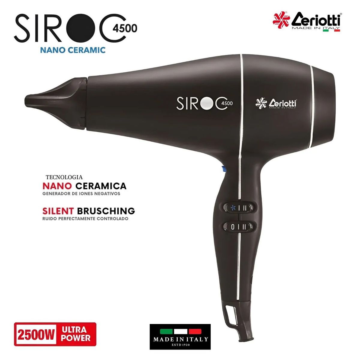 CERIOTTI - Secador de cabello profesional  Ceriotti Siroc 4500 negro