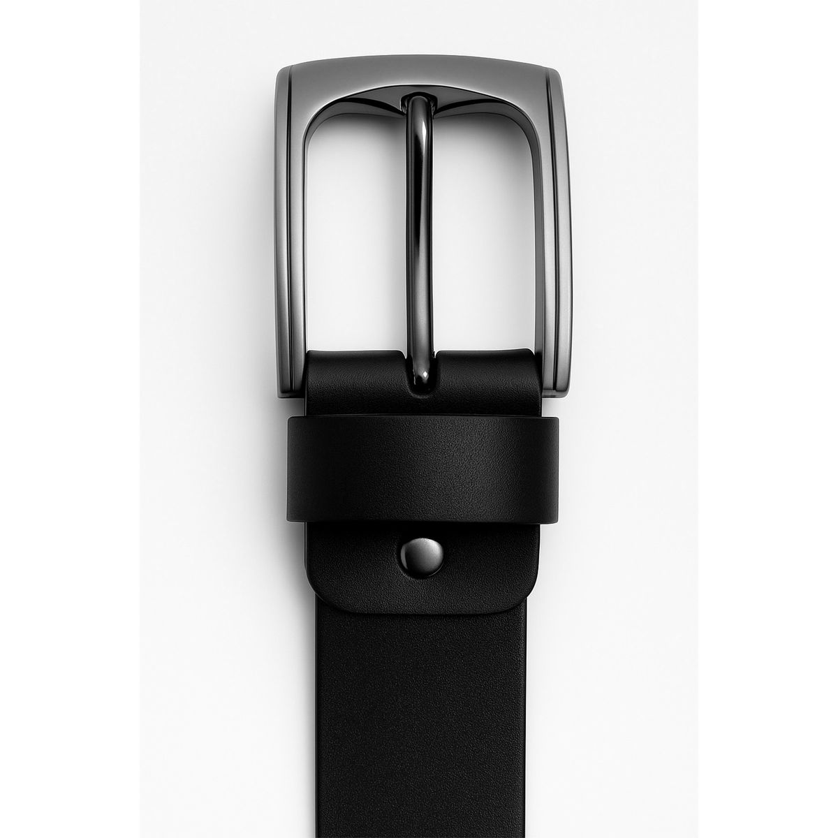 GENERICO - CORREA DE CUERO NEGRO HEBILLA PESADA