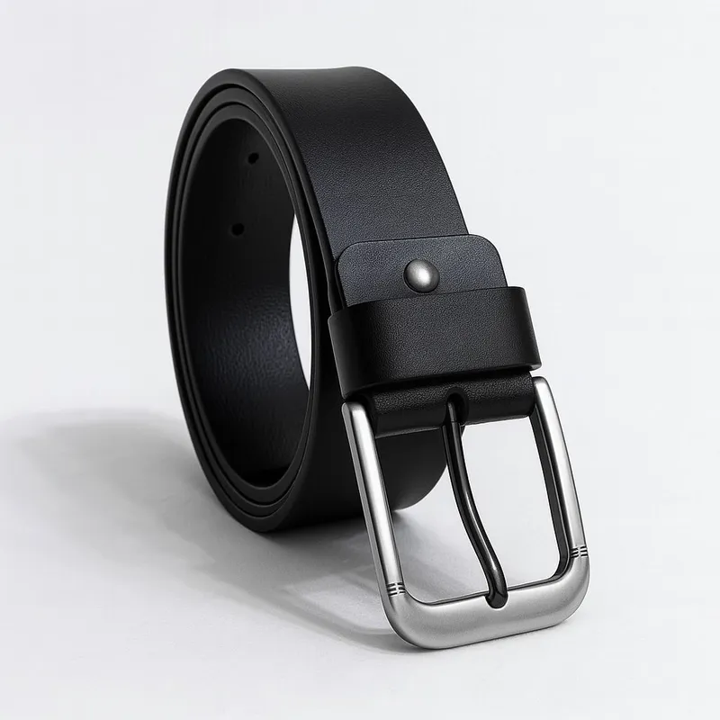 GENERICO - CORREA DE CUERO NEGRO HEBILLA PESADA