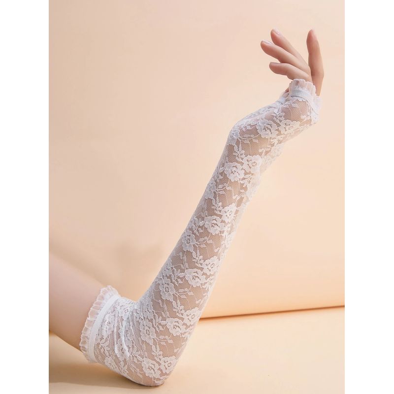 GENERICO - GUANTES LOLITAS BLANCO CON ENCAJES