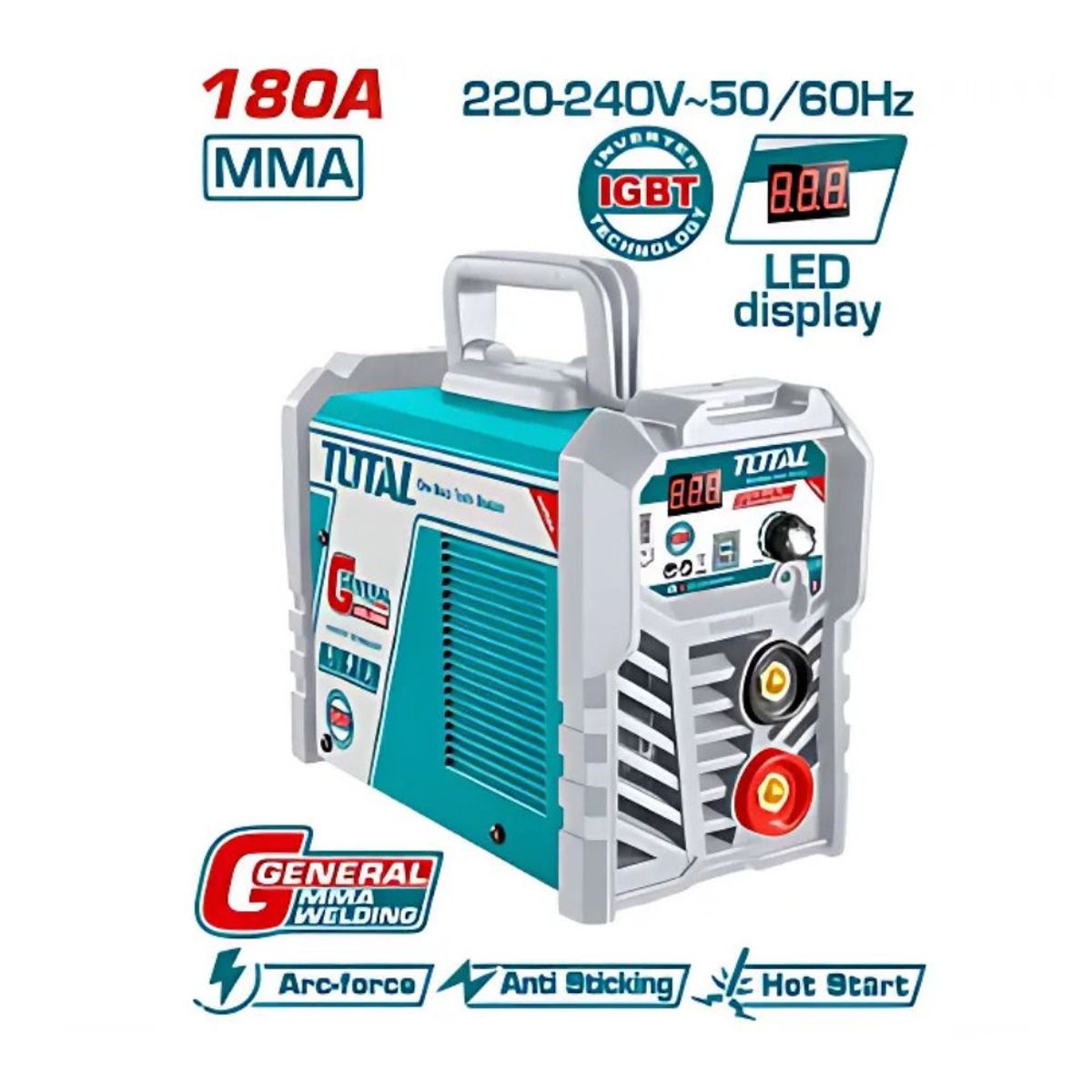TOTAL TOOLS - MAQUINA DE SOLDAR INVERTER MMA 15-180A LED E16-40MM - TW218028