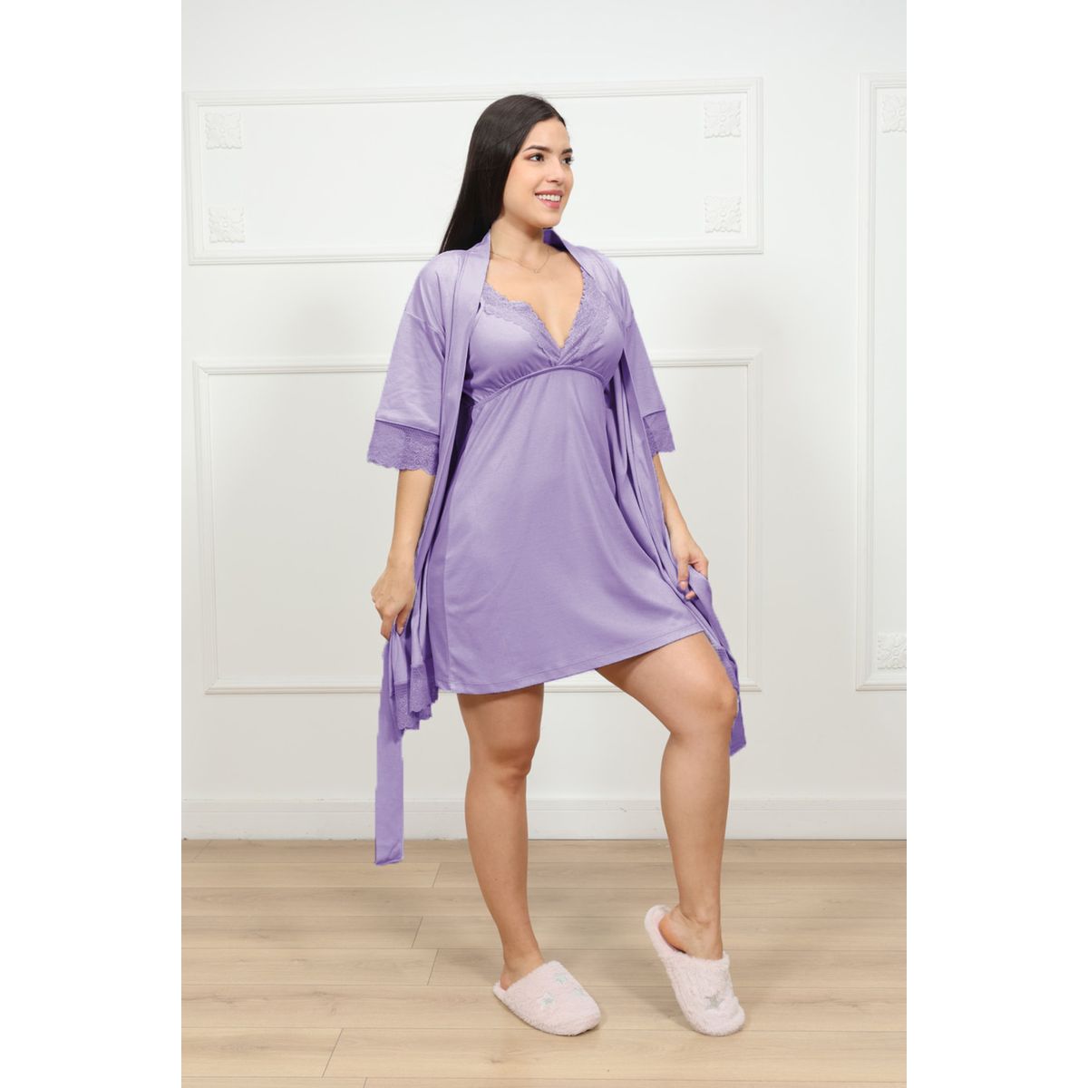 KYM MULTIUSOS - CONJUNTO BATA MUJER DE ALGODÓN