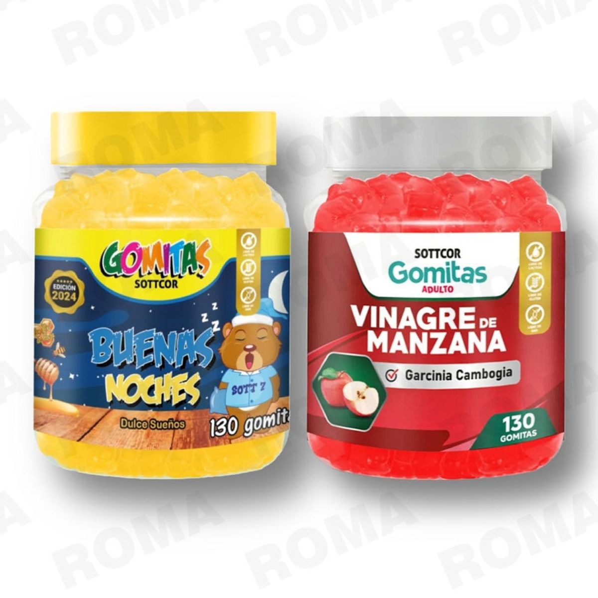 GENERICO - PACK 2 GOMITAS BUENAS NOCHES NIÑOS 130UND + VINAGRE DE MANZANA 130UND