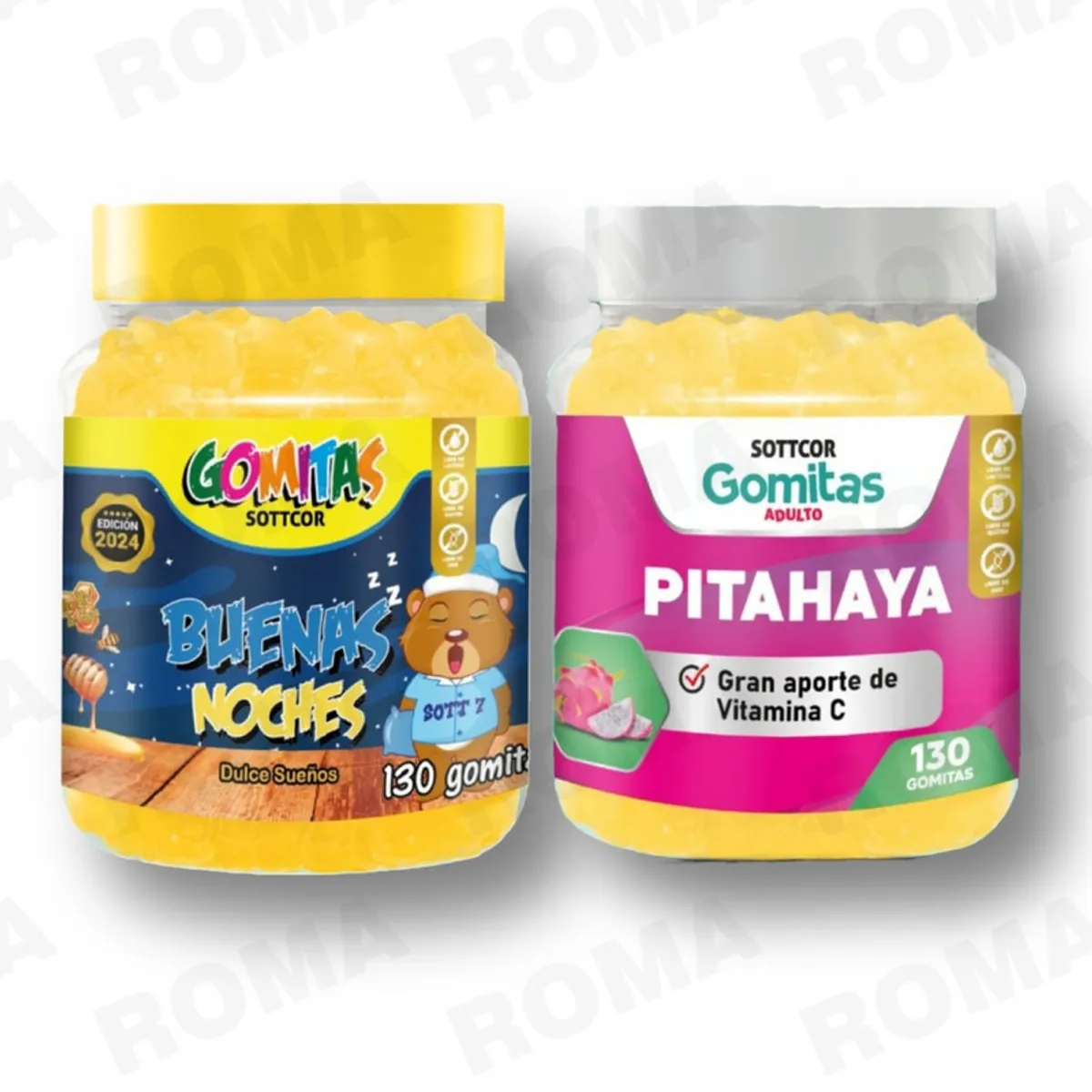 GENERICO - PACK 2 GOMITAS BUENAS NOCHES NIÑOS 130UND + PITAHAYA ADULTOS 130UND
