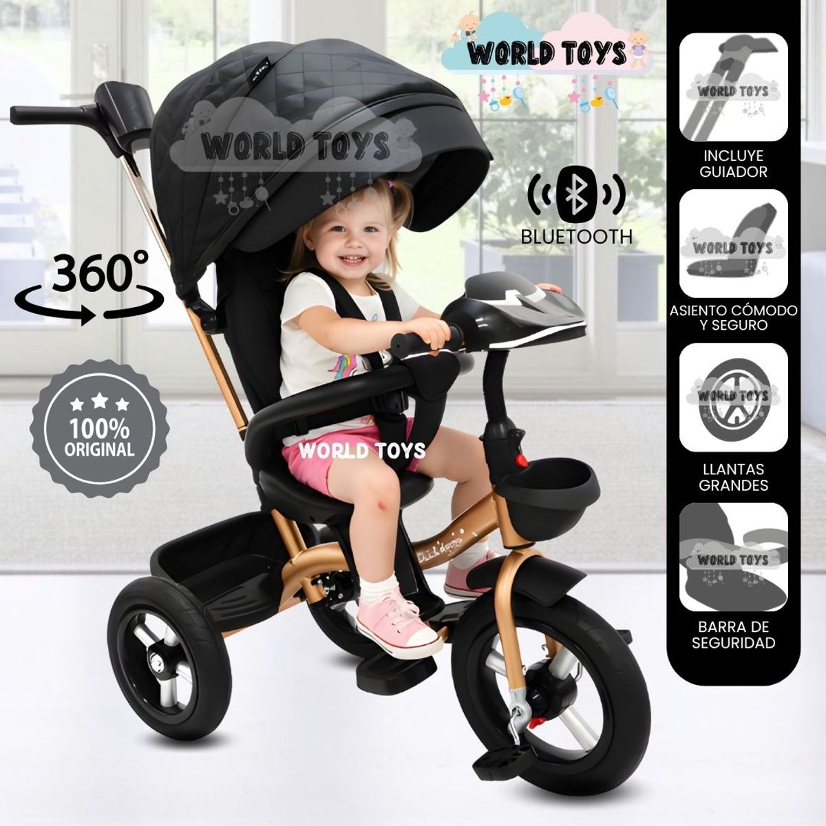 KIDS - Triciclo Guiador Giratorio «MAXUS» Black