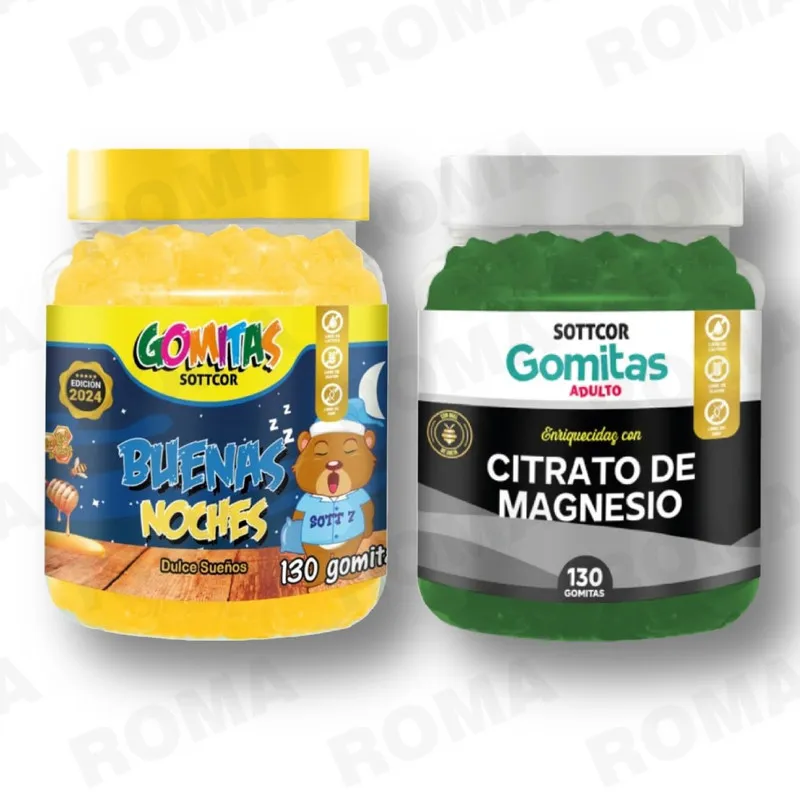 GENERICO - PACK 2 GOMITAS BUENAS NOCHES NIÑOS + CITRATO DE MAGNESIO ADULTO 260UND