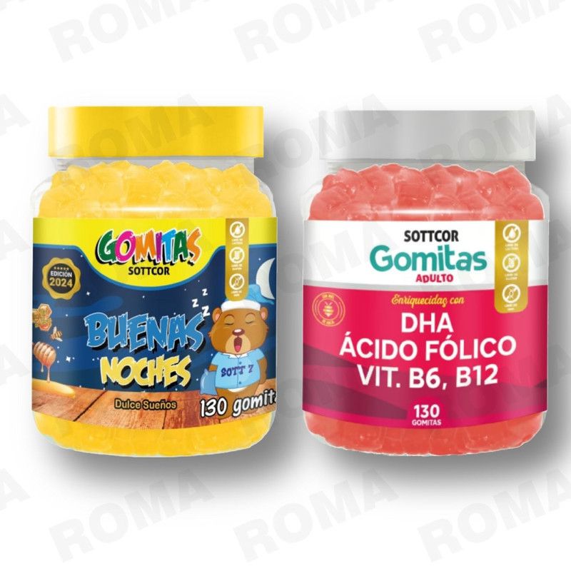 GENERICO - PACK 2 GOMITAS BUENAS NOCHES NIÑOS + DHA ACIDO FOLICO 260 UND