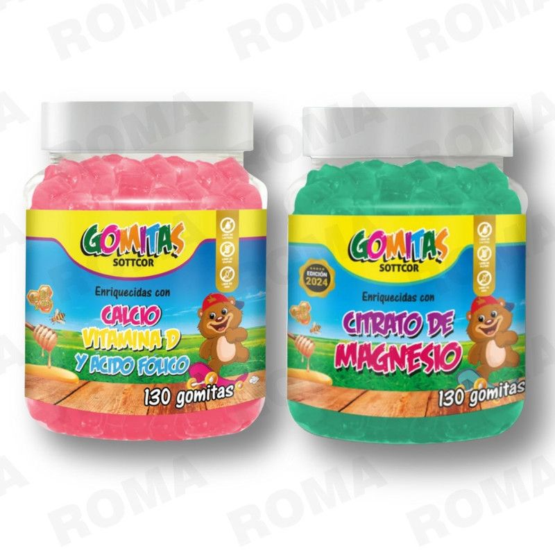 GENERICO - PACK 2 GOMITAS CALCIO NIÑOS + CITRATO DE MAGNESIO NIÑOS 260 UND