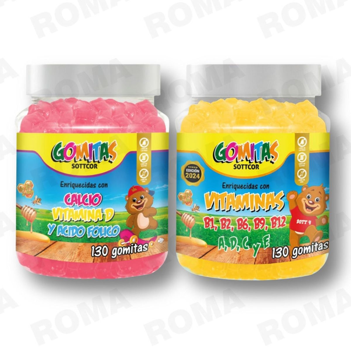 GENERICO - PAC 2 GOMITAS CALCIO NIÑOS + VITAMINAS PARA NIÑOS 260 UND