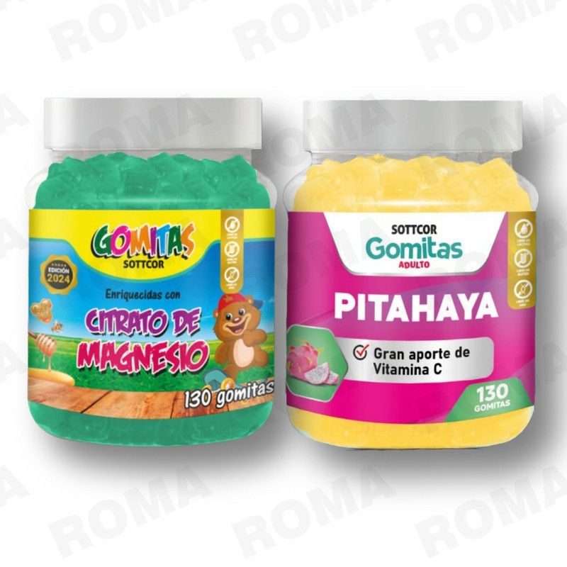 GENERICO - PACK 2 CITRATO DE MAGNESIO NIÑOS 130UND + PITAHAYA ADULTOS 130UND