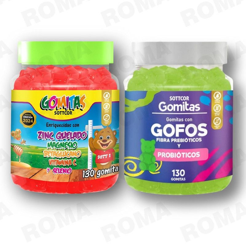 GENERICO - PACK 2 GOMITAS ZINC QUELADO NIÑOS  + GOFOS PARA NIÑOS 260 UND