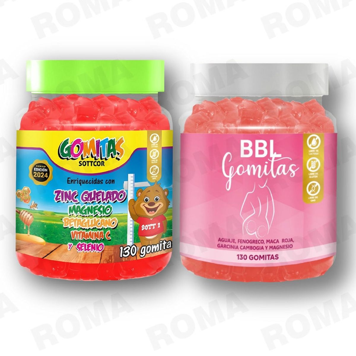 GENERICO - PACK 2 GOMITAS ZINC QUELADO NIÑOS  + GOMITAS AGUAJE BBL 260 UND