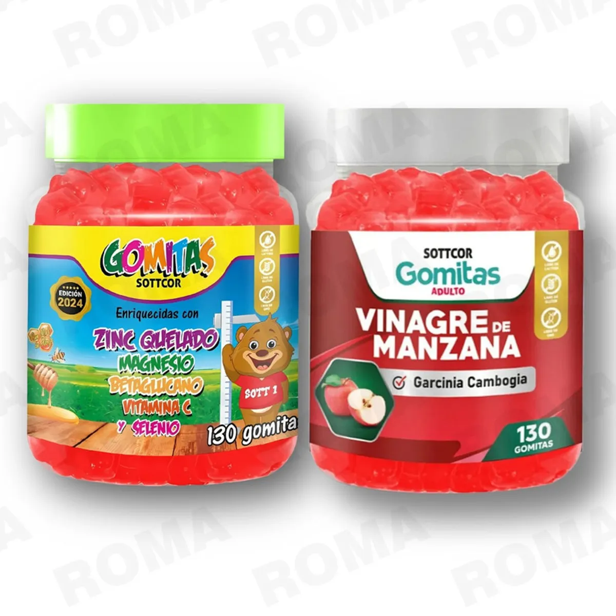 GENERICO - PACK 2 GOMITAS ZINC QUELADO NIÑOS  + VINAGRE DE MANZANA 130 UND