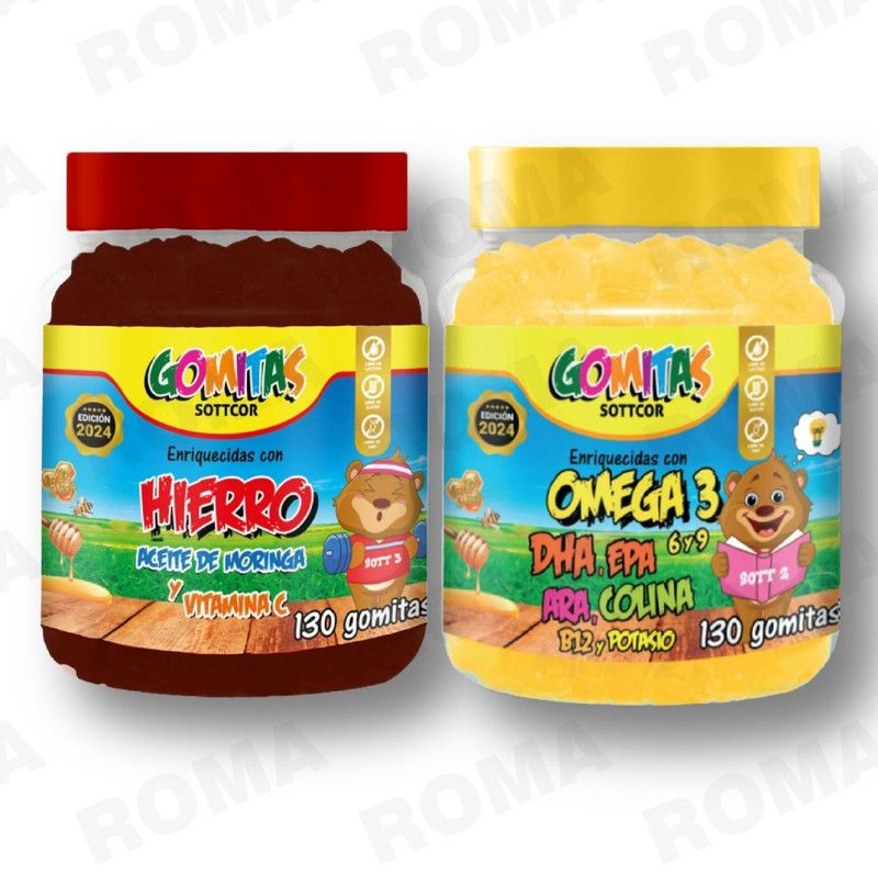 GENERICO - PACK 2 GOMITAS HIERRO NIÑOS + OMEGA 3 NIÑOS 260 UND