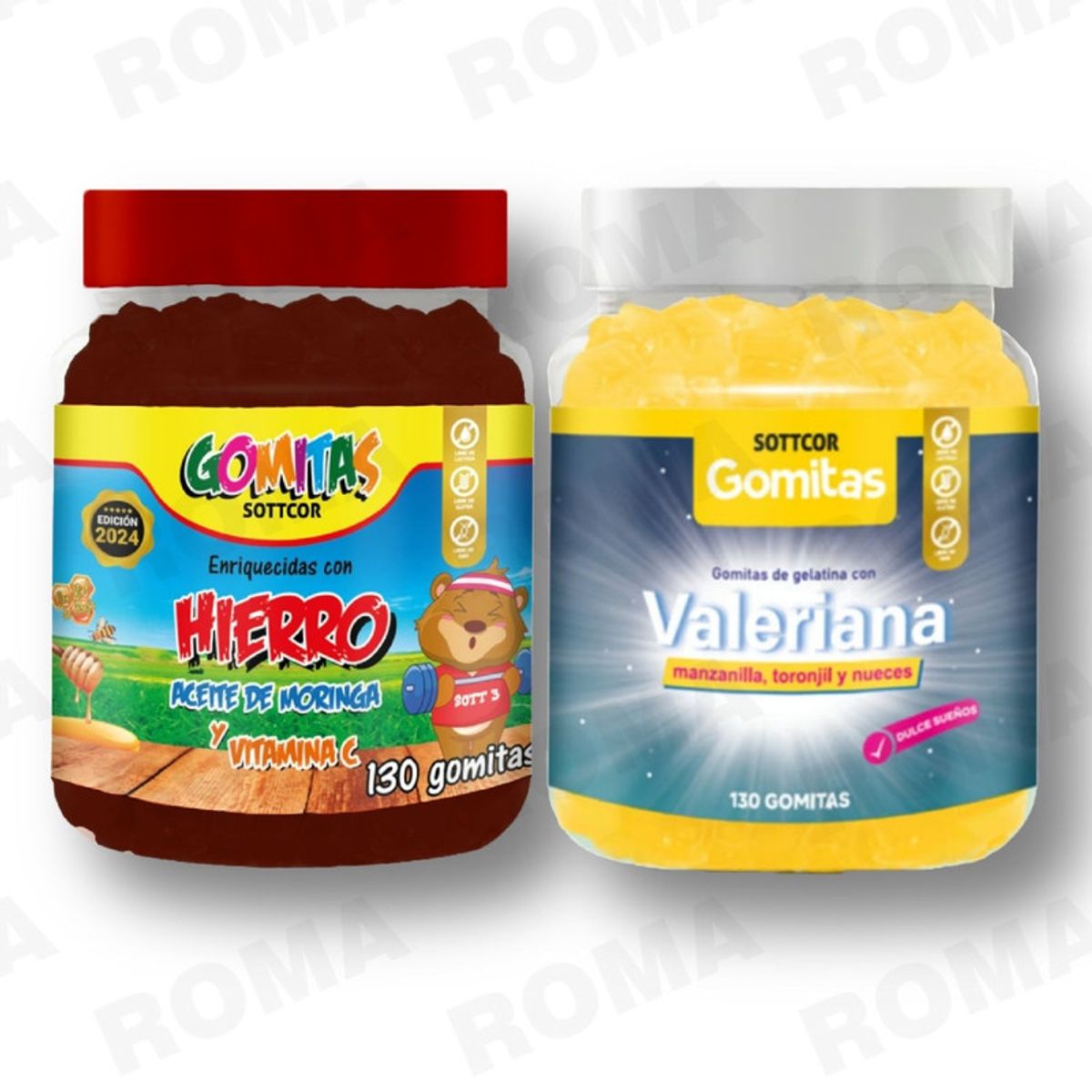 GENERICO - PACK 2 GOMITAS HIERRO NIÑOS  + GOMITAS VALERIANA ADULTOS 260 UND