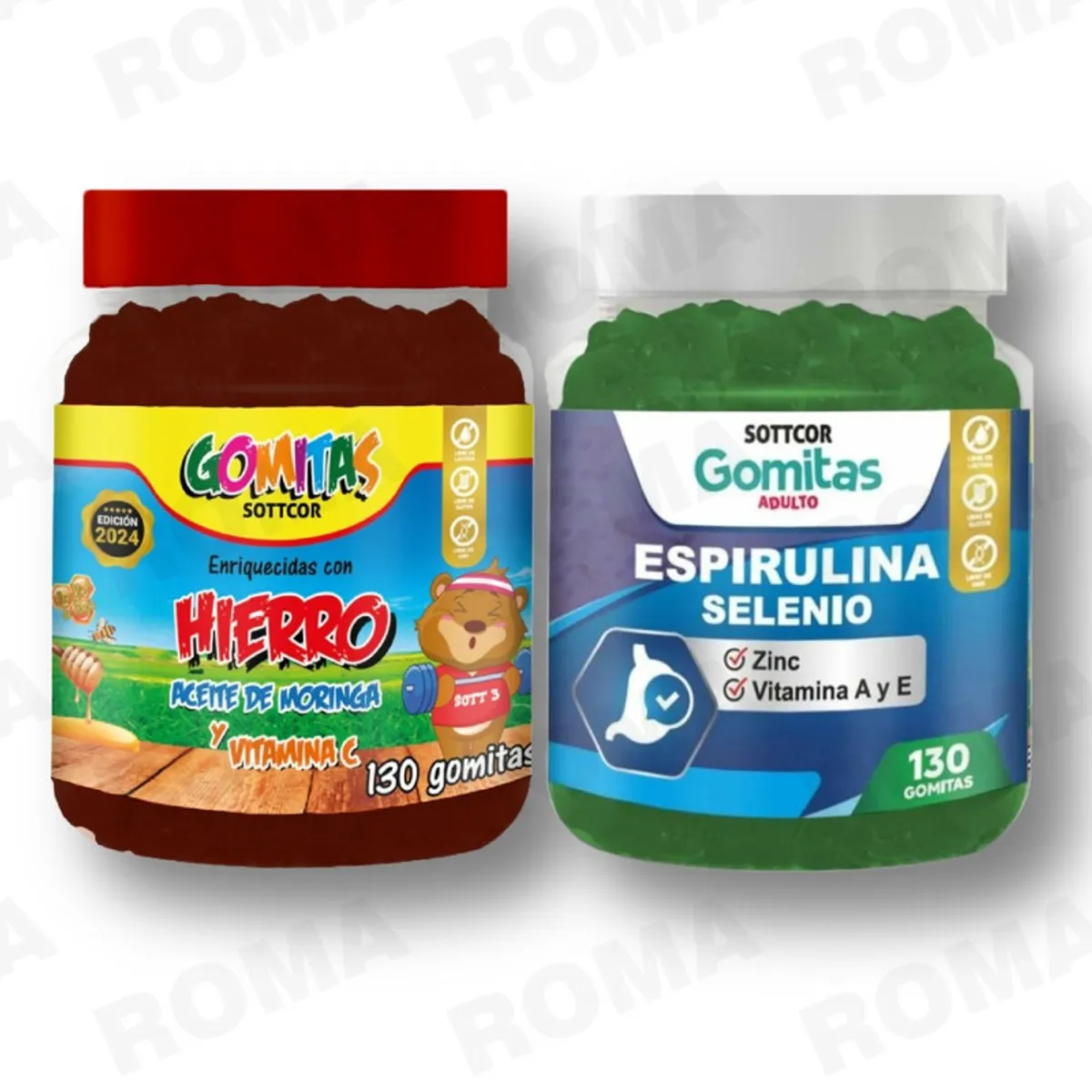 GENERICO - PACK 2 GOMITAS HIERRO NIÑOS  + ESPIRULINA ADULTOS 260 UND