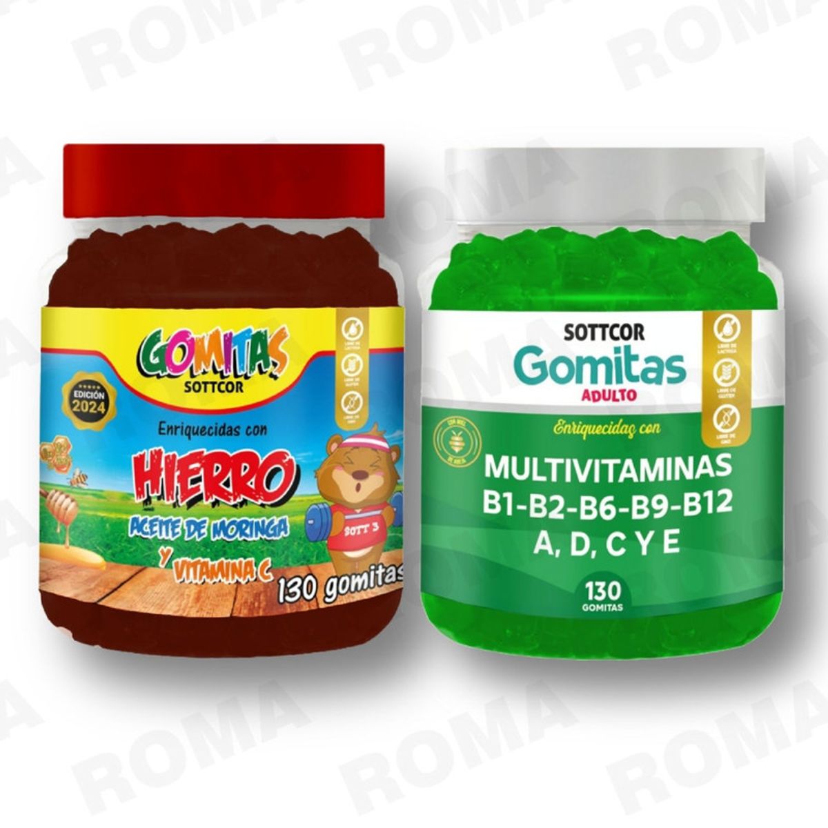 GENERICO - PACK 2 GOMITAS HIERRO NIÑOS  + MULTIVITAMINAS ADULTOS 260 UND