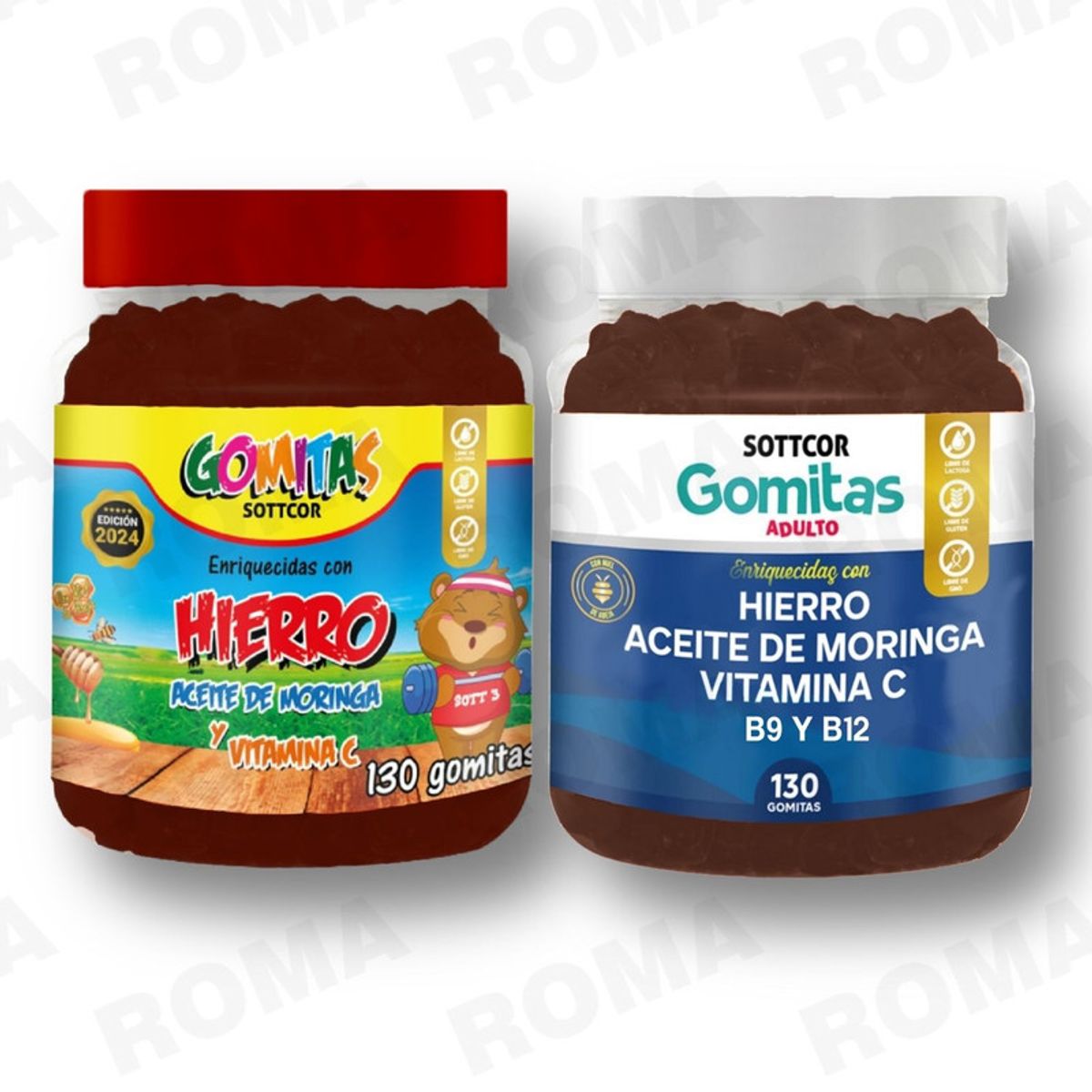 GENERICO - PACK 2 GOMITAS HIERRO NIÑOS  + HIERRO ADULTOS 260 UND