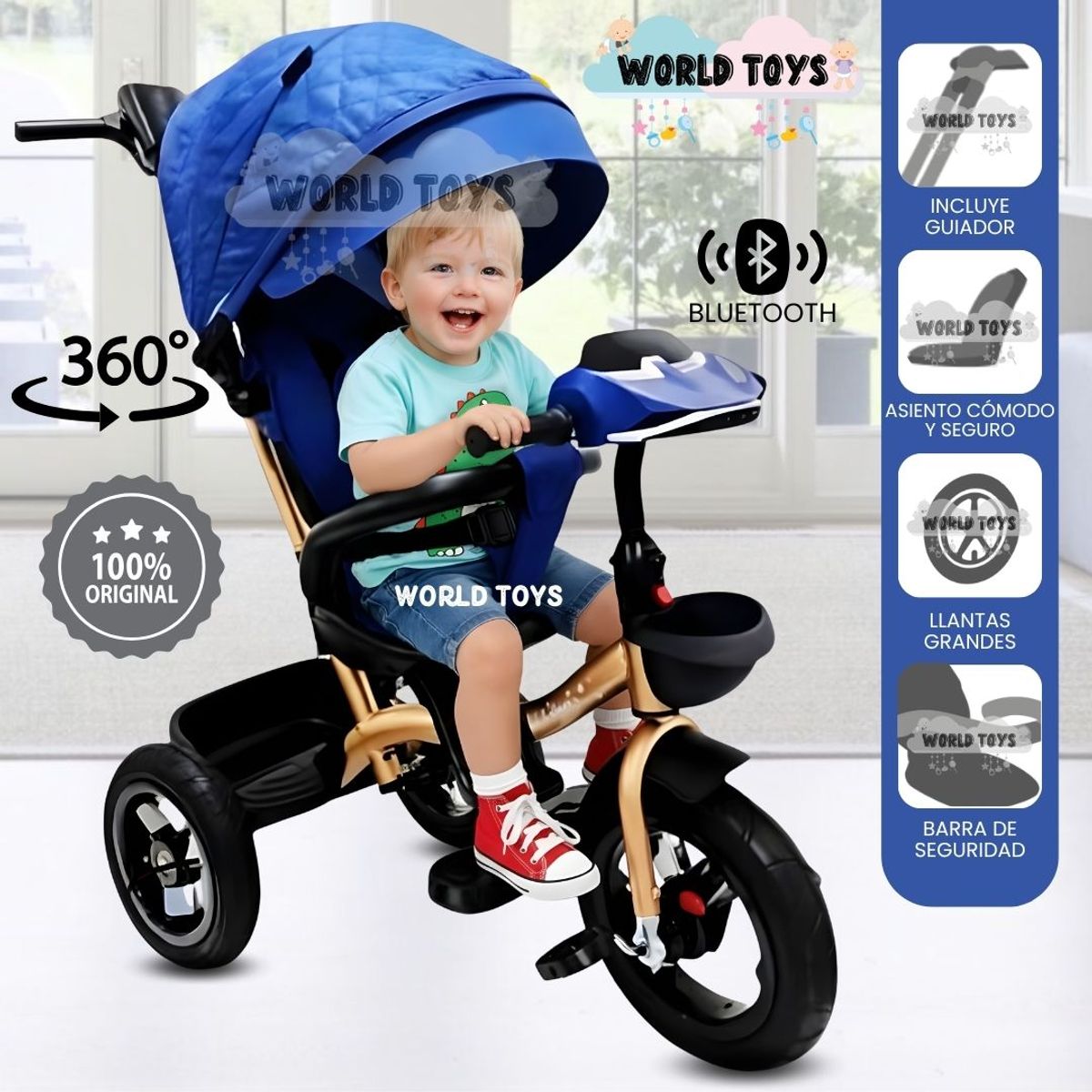 KIDS - Triciclo Guiador Giratorio «MAXUS» Blue