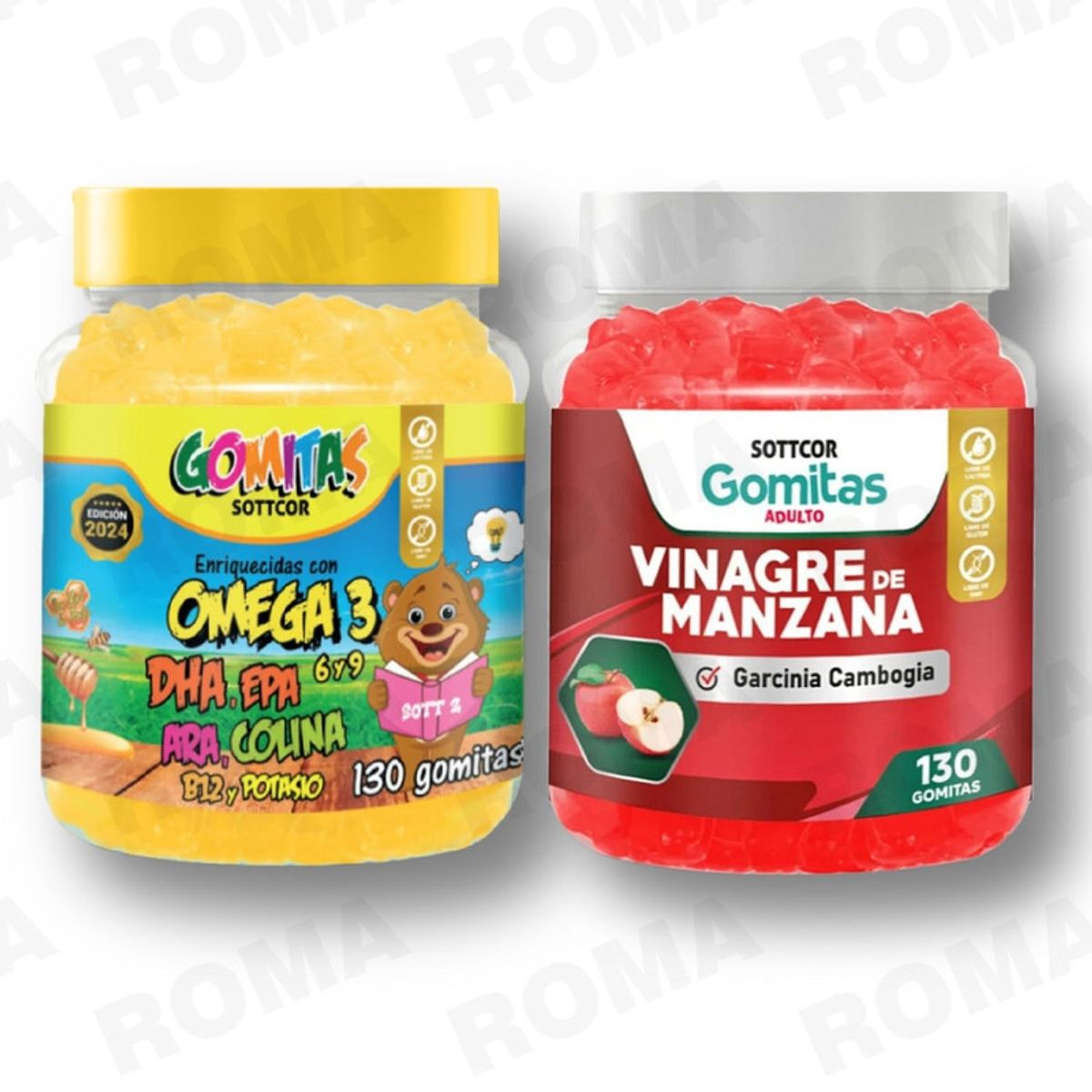 GENERICO - PACK 2 GOMITAS OMEGA 3 NIÑOS  + VINAGRE DE MANZANA 130 UND