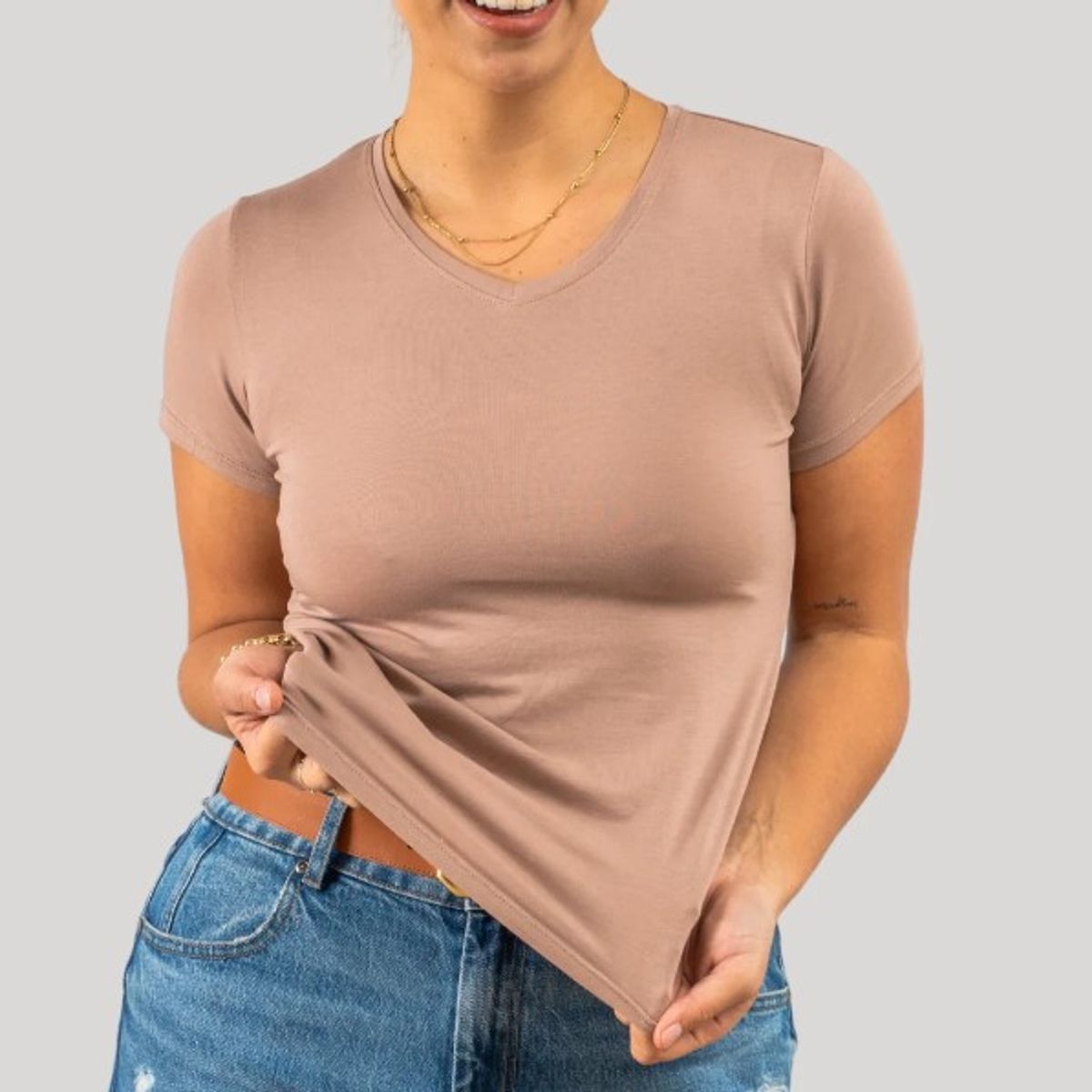 GENERICO - Polo mujer diseño V - Palo rosa