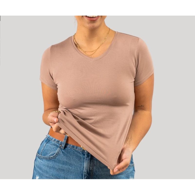 GENERICO - Polo mujer diseño V - Palo rosa