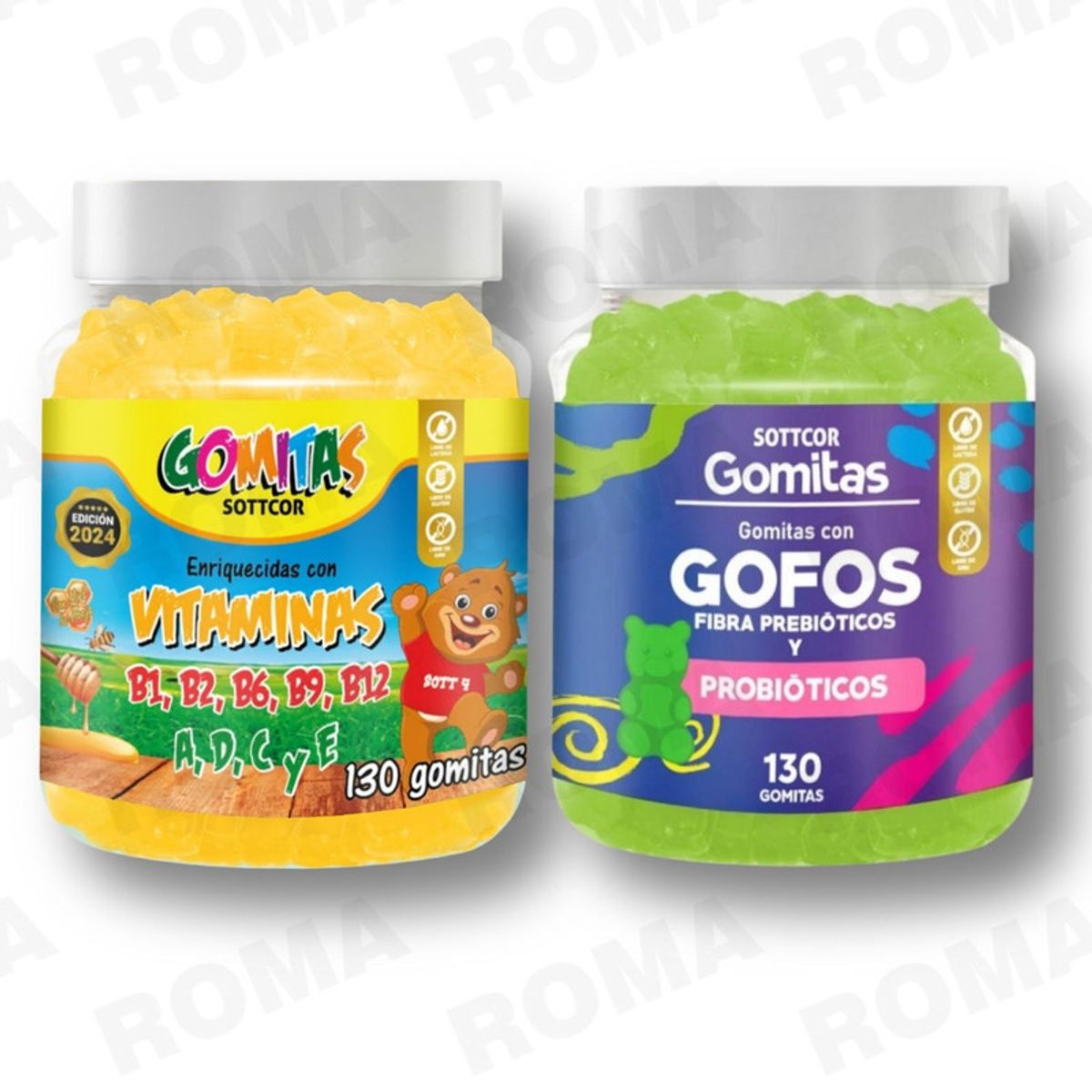 GENERICO - PACK 2 GOMITAS VITAMINAS PARA NIÑOS + GOFOS PARA NIÑOS 260 UND