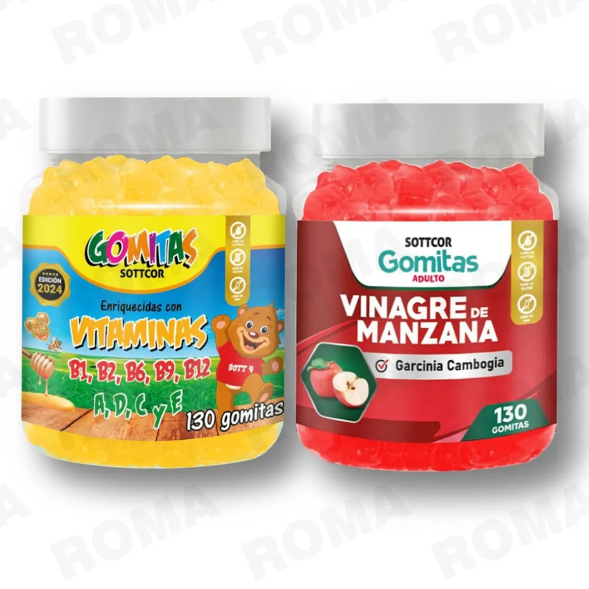 GENERICO - PACK 2 GOMITAS VITAMINAS PARA NIÑOS + VINAGRE DE MANZANA 130 UND