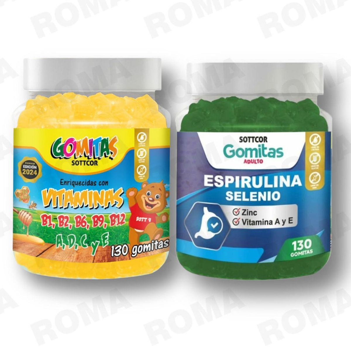 GENERICO - PACK 2 GOMITAS VITAMINAS PARA NIÑOS + ESPIRULINA ADULTOS 260 UND